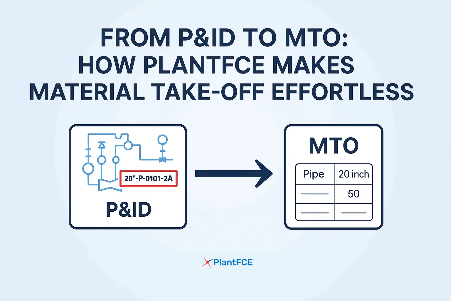 A P&ID is converted to an MTO
